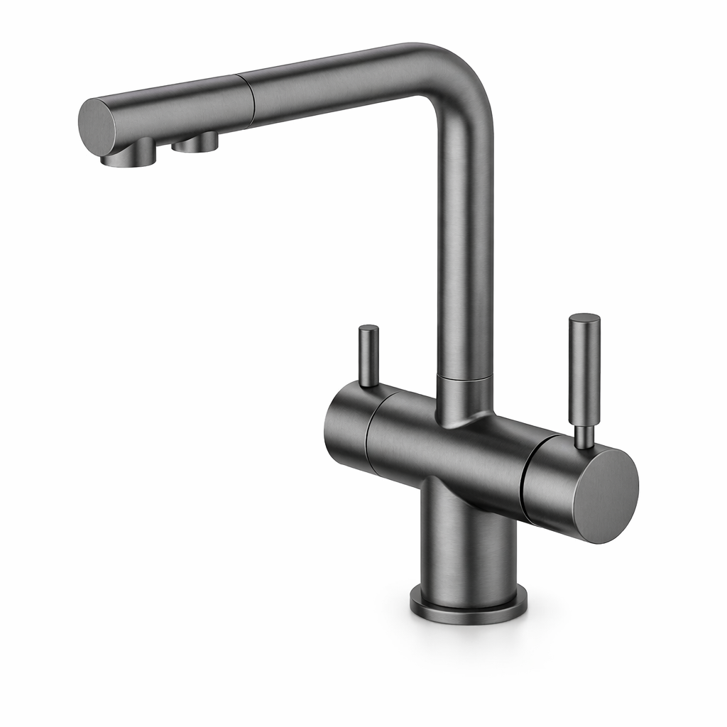 HARMONY 3-WAY KITCHEN MIXER GUN METAL WITH PULL-OUT SPRAY