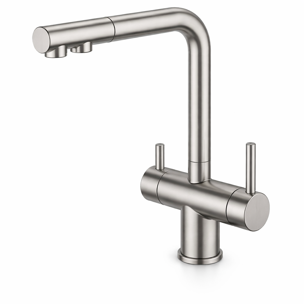 HARMONY 3-WAY KITCHEN MIXER INOX WITH PULL-OUT SPRAY