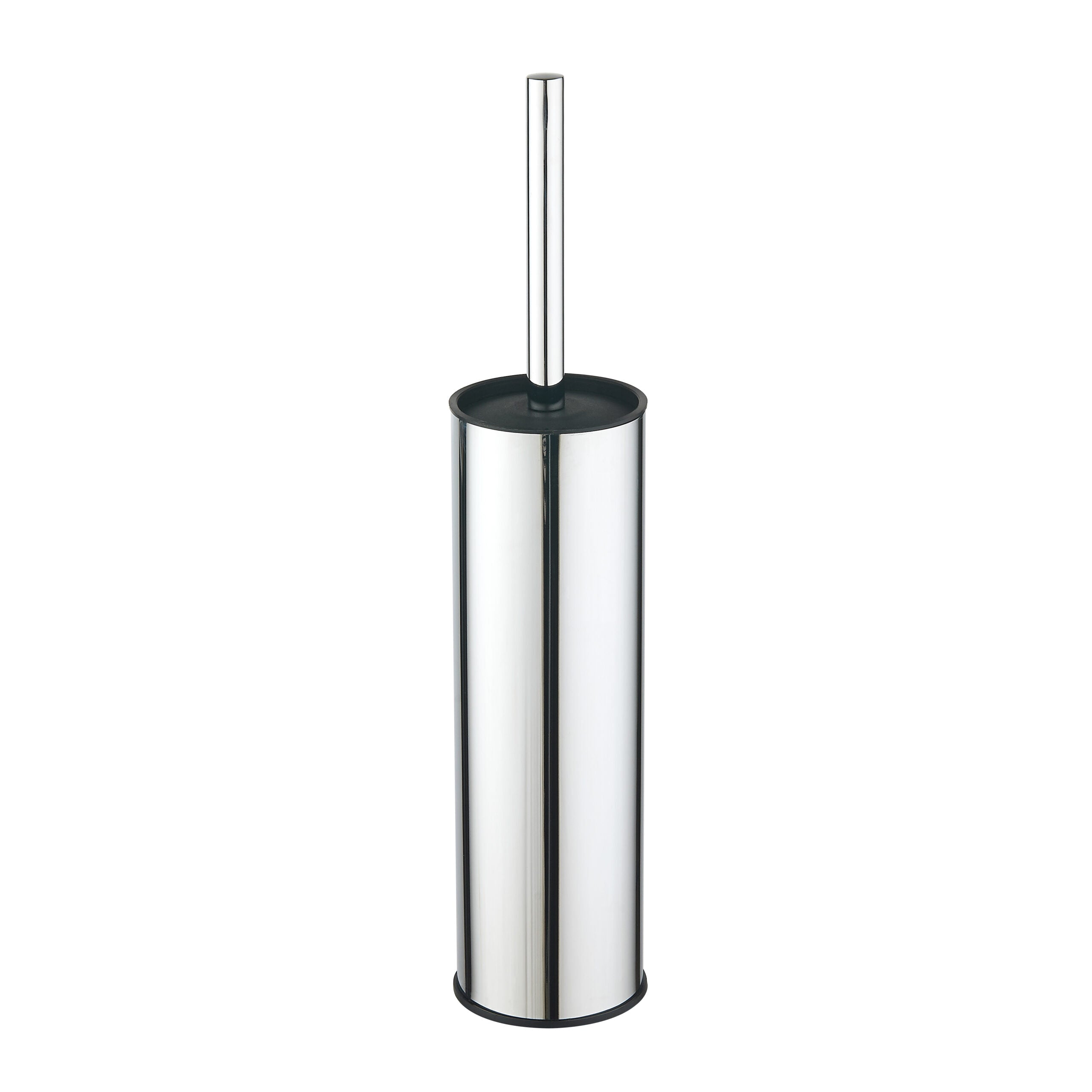 Brushed nickel round toilet brush