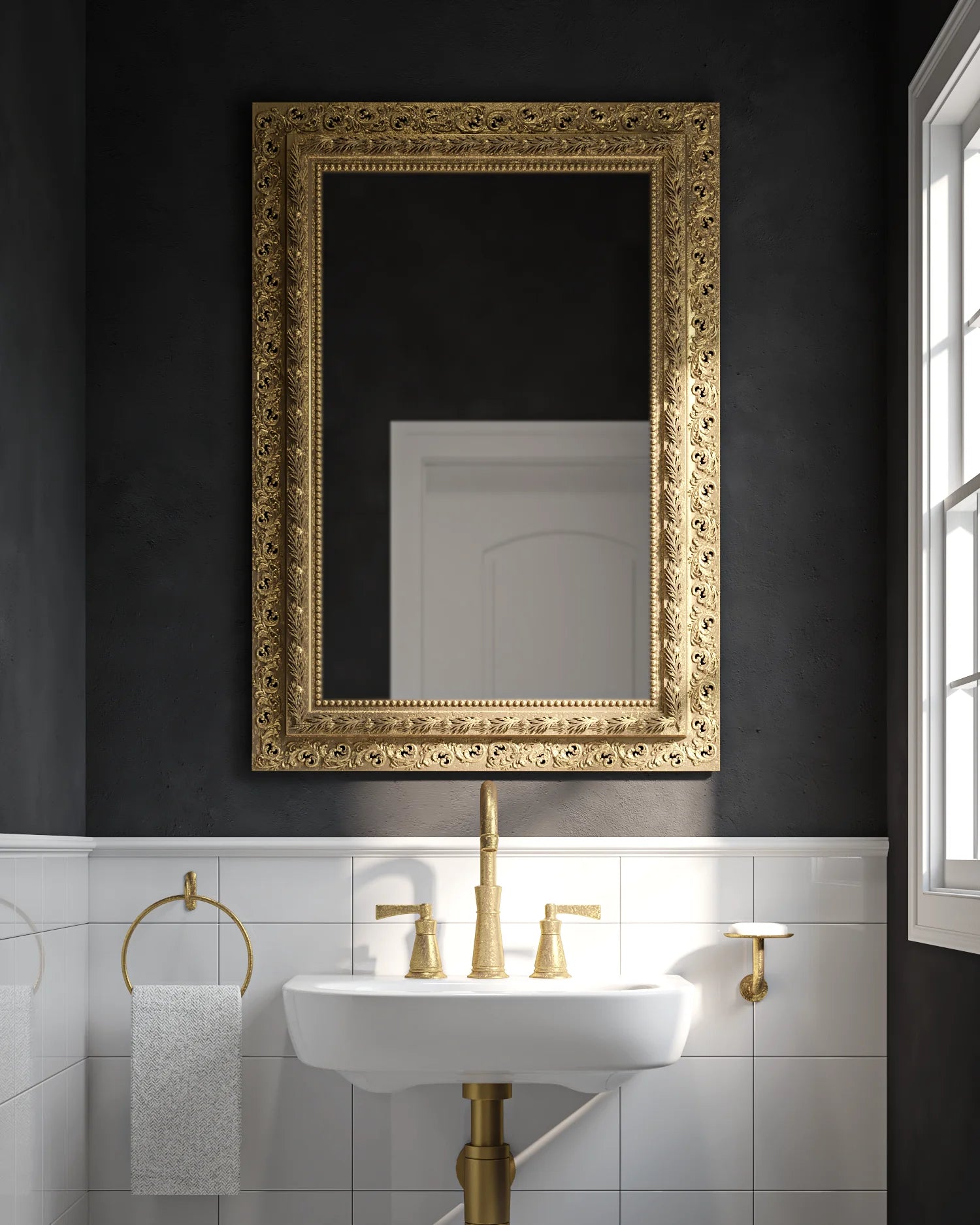 WOOD ANTIQUE MIRROR