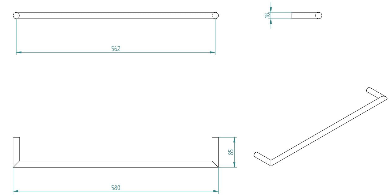 LAMDA BLACK MATTE SINGLE TOWEL RAIL