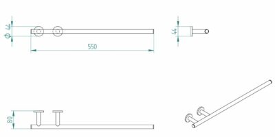 OMICRON TOWEL RAIL WITH ALTERNATIVE SUPPORT