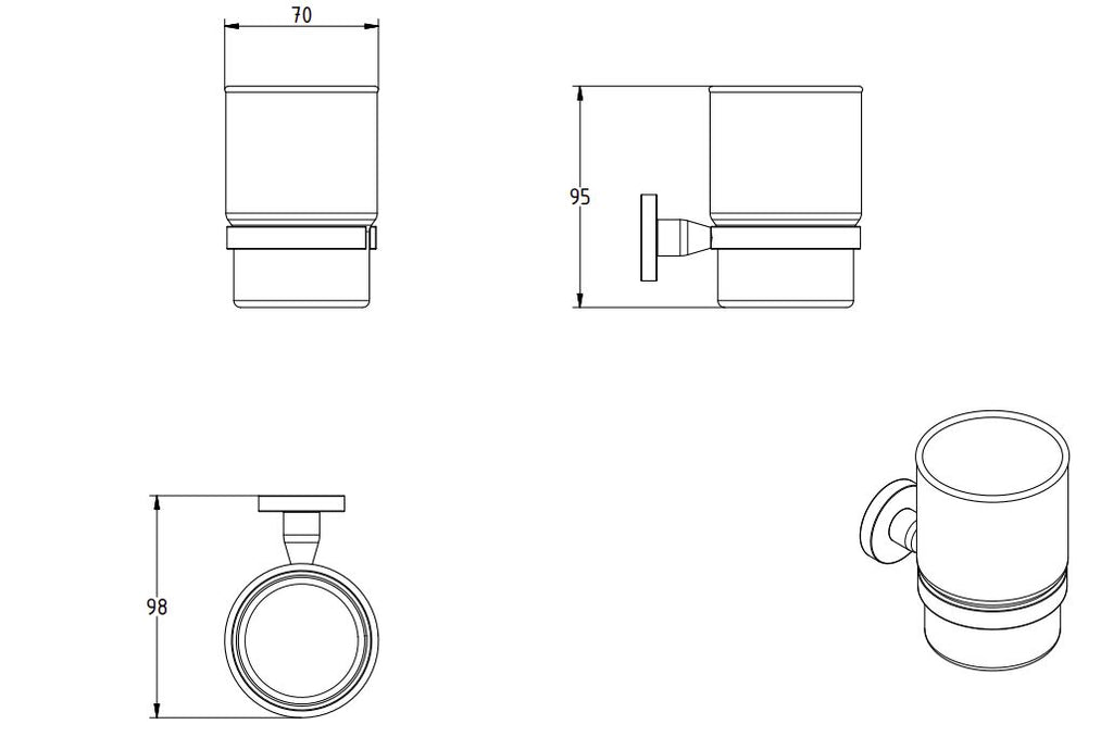 SIGMA BLACK MATTE WALL MOUNTED TUMBLER HOLDER