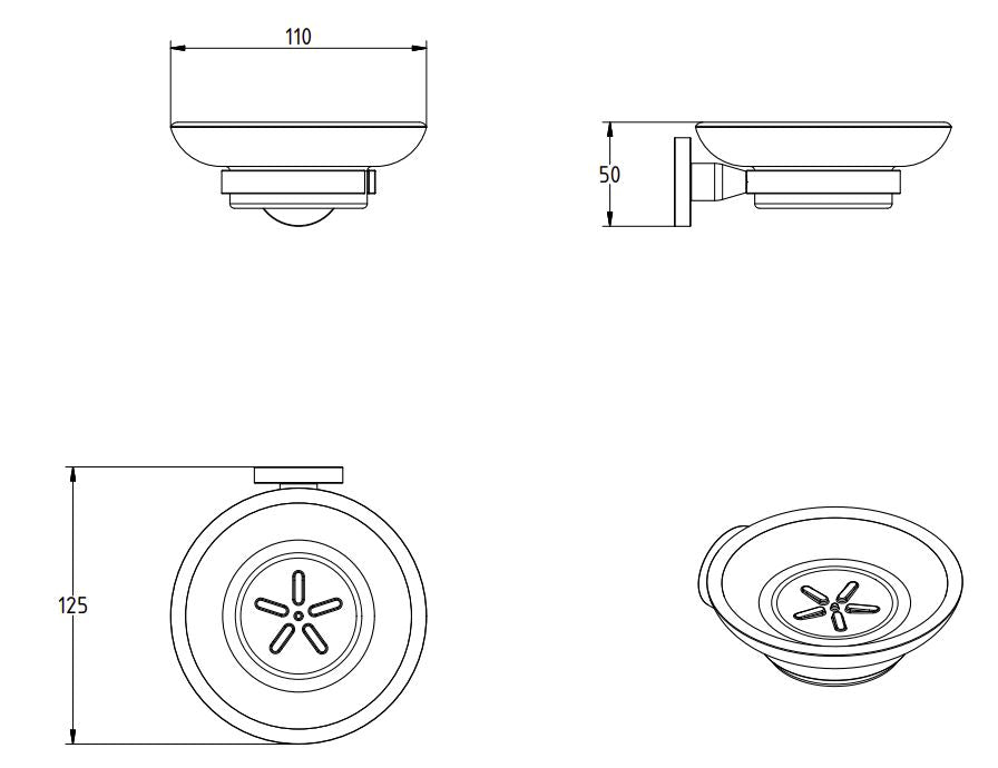 SIGMA BLACK MATTE WALL MOUNTED SOAP DISH HOLDER