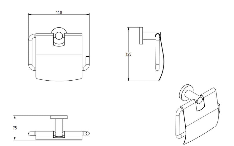SIGMA BLACK MATTE TOILET ROLL HOLDER WITH LID