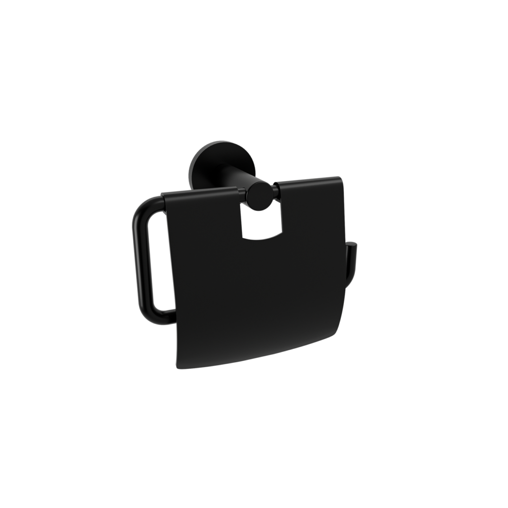 SIGMA BLACK MATTE TOILET ROLL HOLDER WITH LID