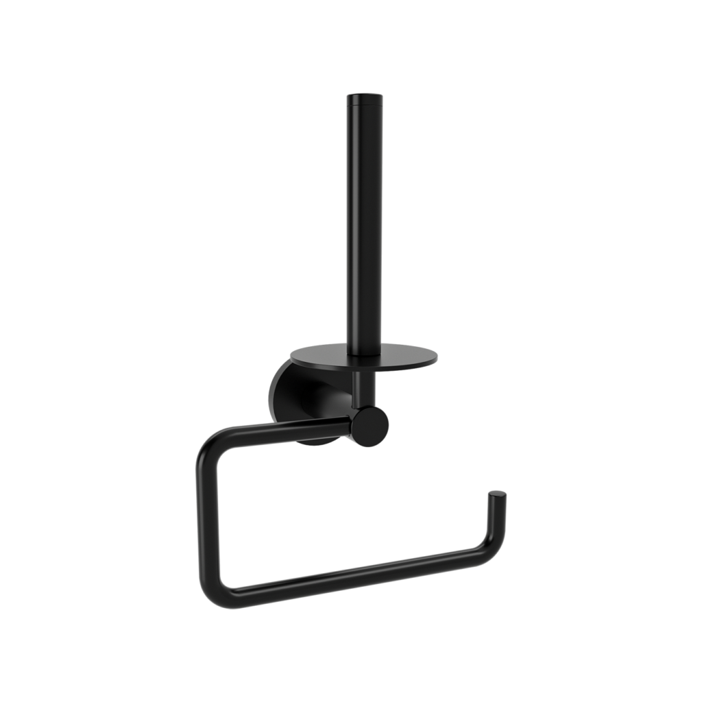 SIGMA BLACK MATTE DOUBLE TOILET ROLL HOLDER WITH SPARE HOLDER