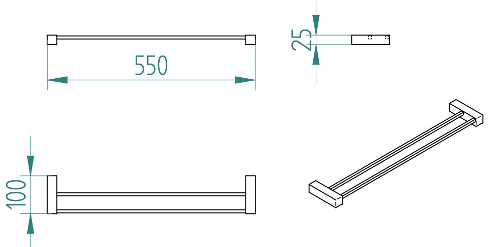 KAPPA DOUBLE TOWEL RAIL 55CM