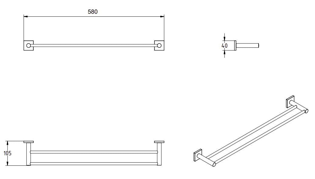 DELTA DOUBLE TOWEL RAIL