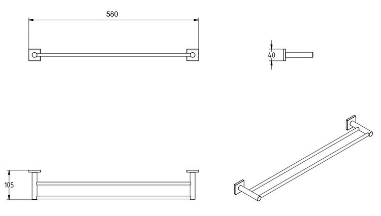 DELTA DOUBLE TOWEL RAIL