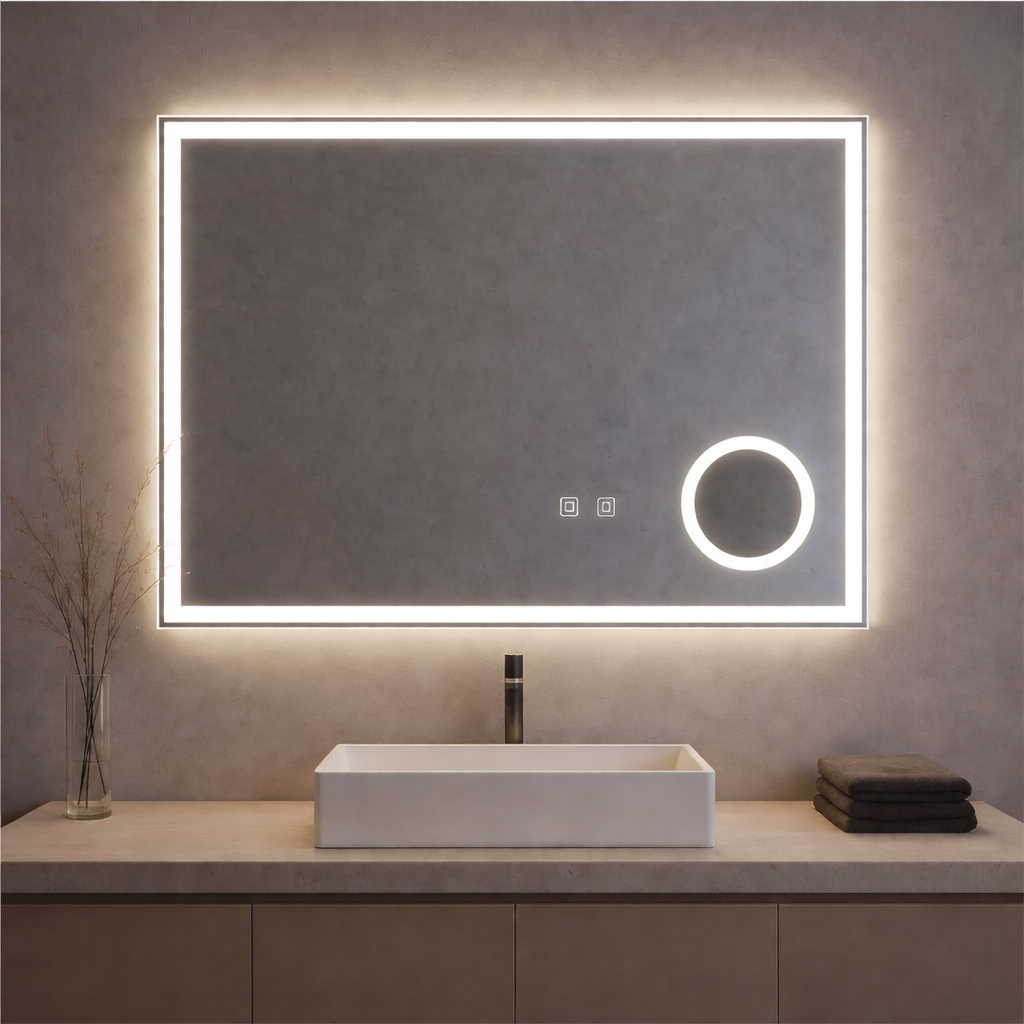 ALEXA MIRROR 100X80CM WITH MAGNIFYING MIRROR