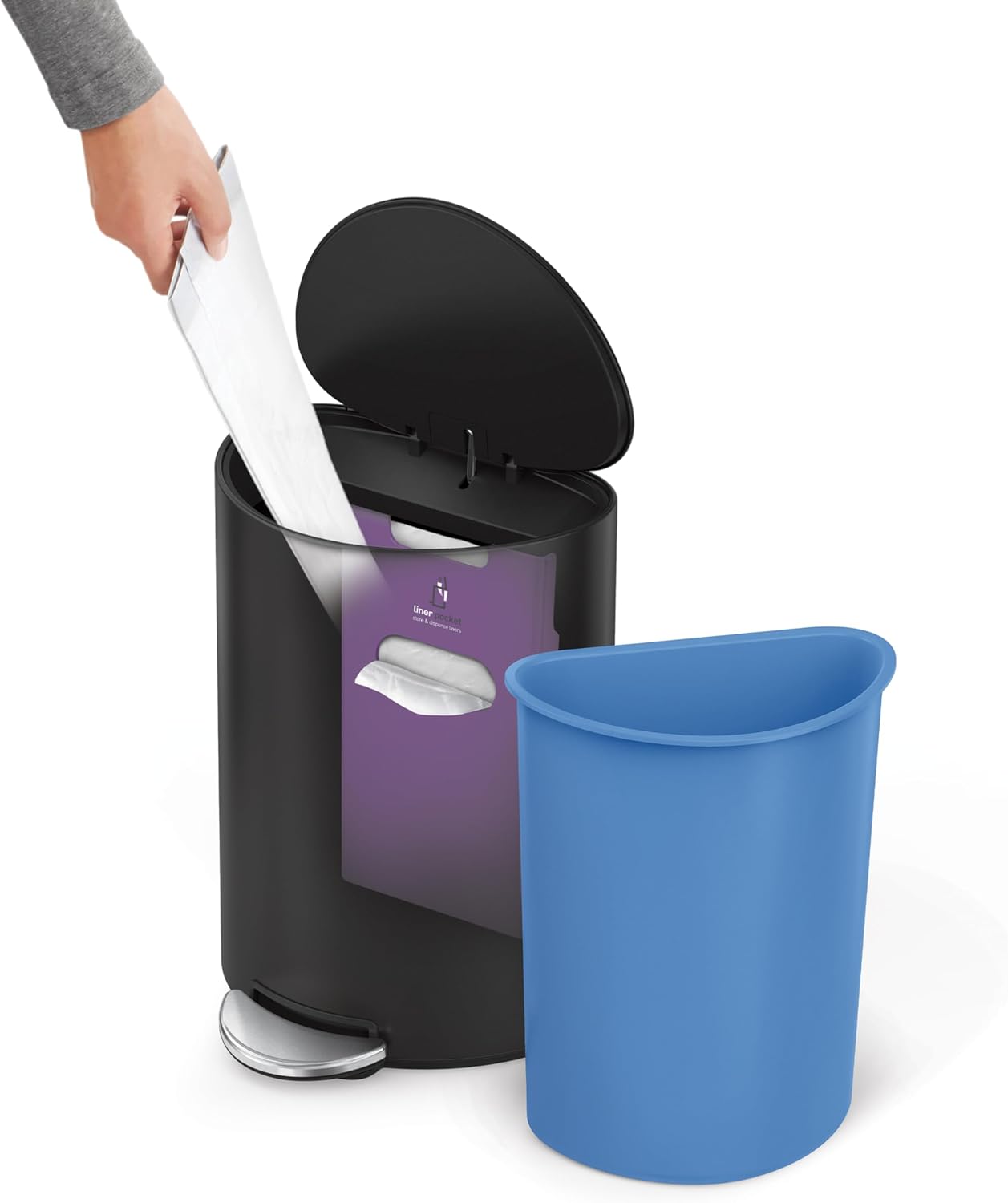 Simplehuman 6L semi-Round Step can Matte Black