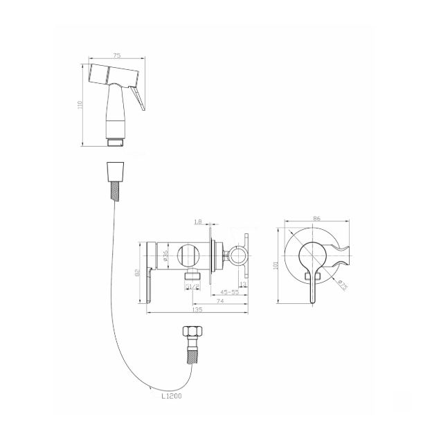 ERA BRUSHED GOLD BUILT-IN SINGLE LEVER BIDET MIXER