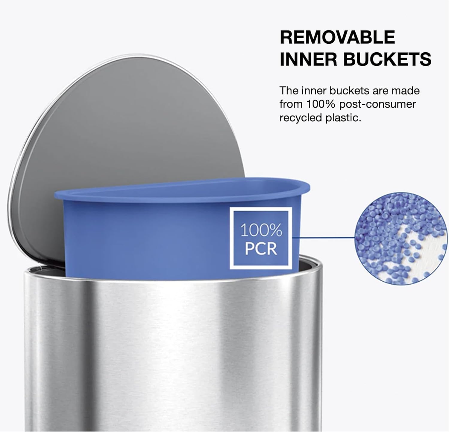 Simplehuman 6L semi-Round Step can White Stainless Steel