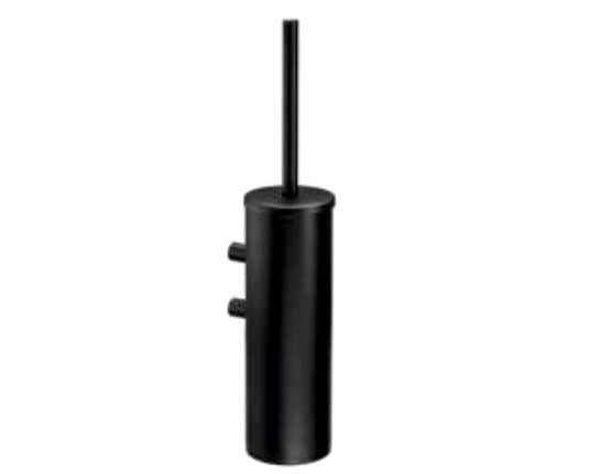 Black wall mounted toilet brush with short handle