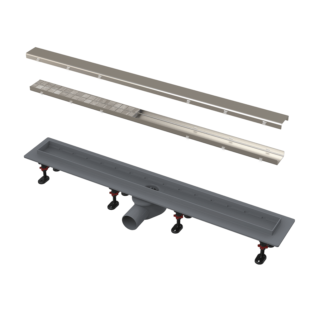 SHOWER DRAIN WITH AN EDGE FOR TWO-SIDED GRID OPTIMAL