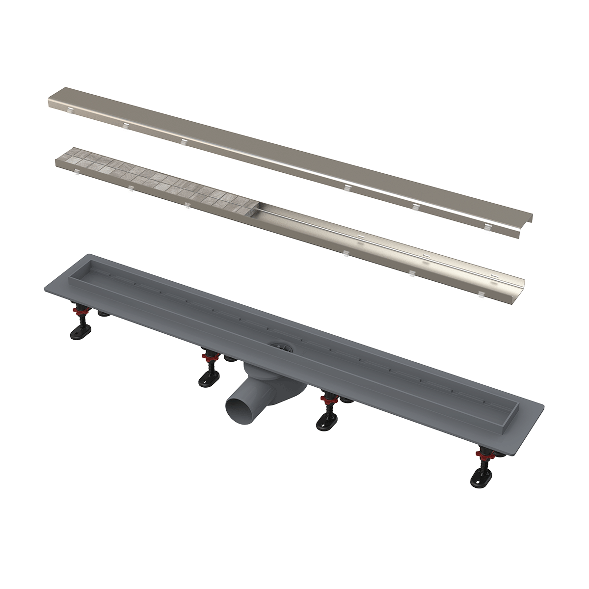 SHOWER DRAIN WITH AN EDGE FOR TWO-SIDED GRID OPTIMAL