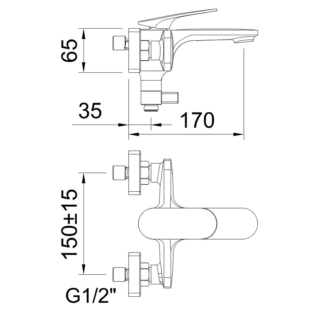 VELVET III BRUSHED GUNMETAL SINGLE-LEVER BATH-SHOWER MIXER