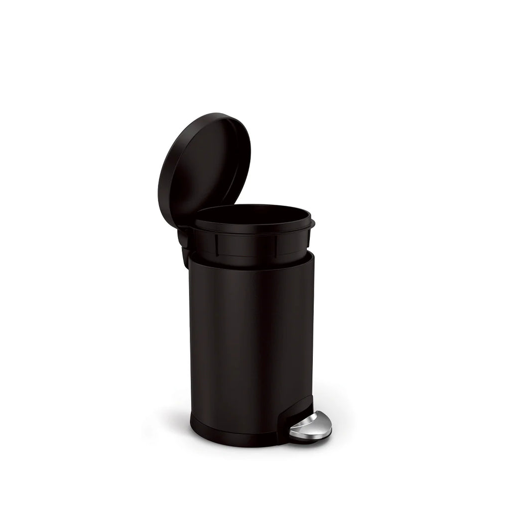 4.5L Round Pedal Bin Matte Black Stainless Steel