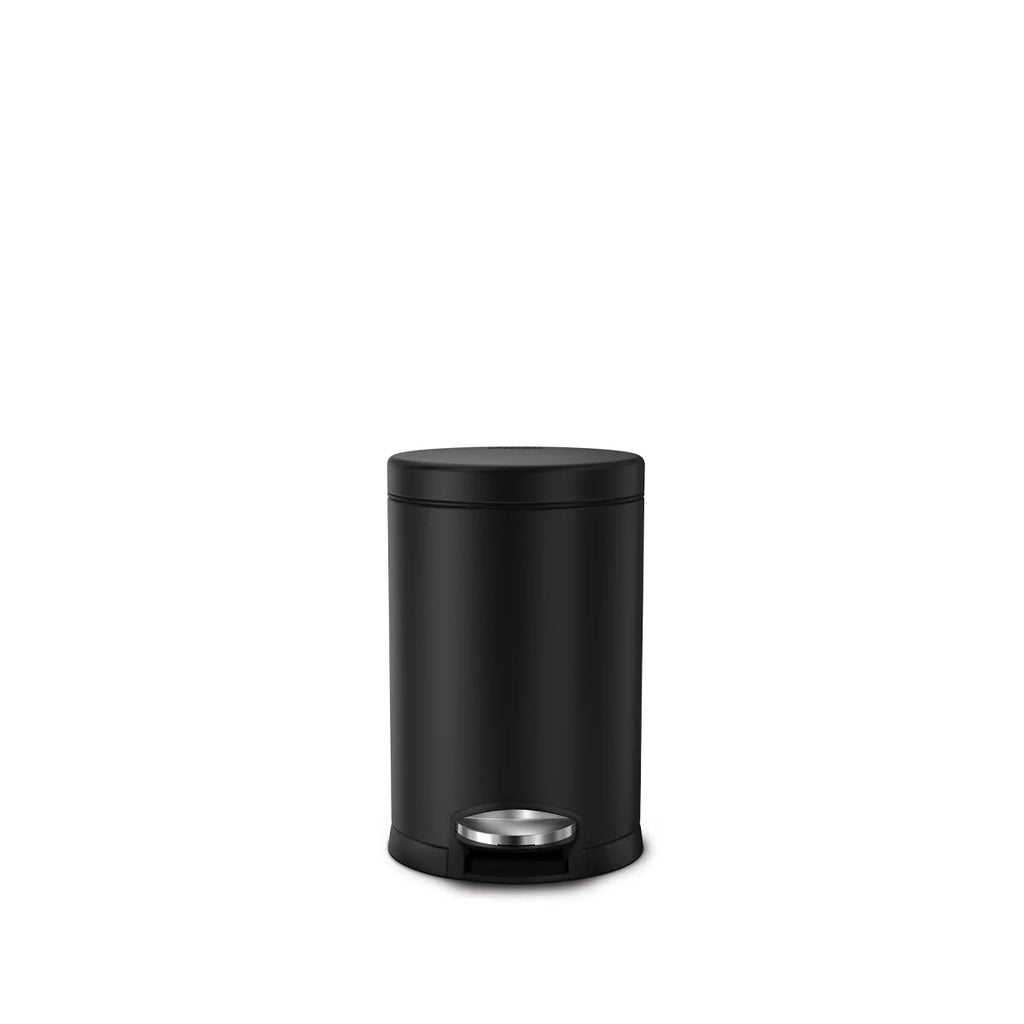 4.5L Round Pedal Bin Matte Black Stainless Steel