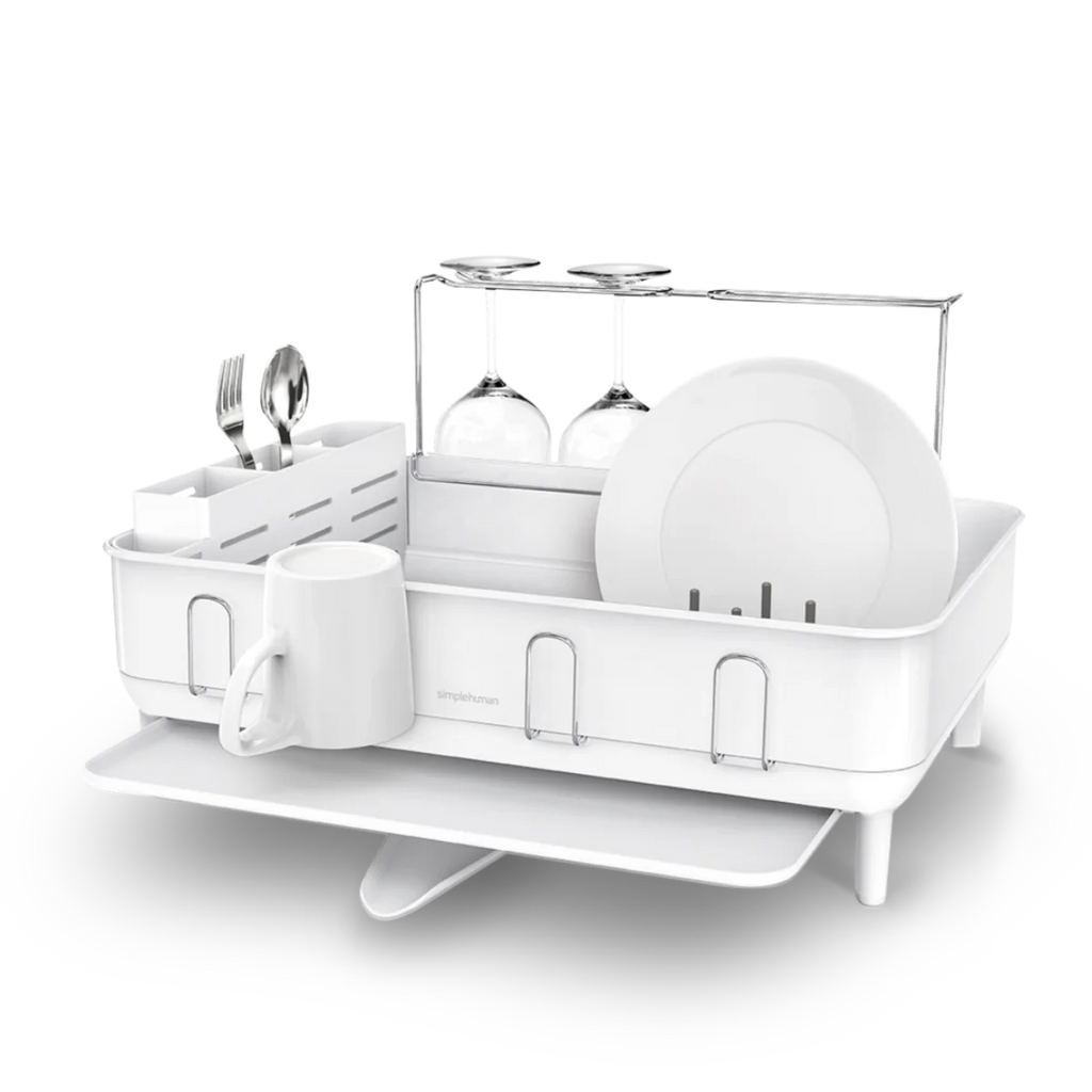STEEL FRAME DISHRACK WHITE
