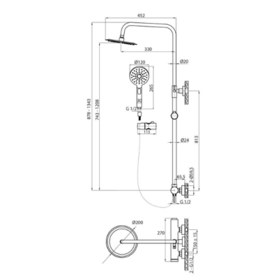 ERA BRUSHED NICKEL COMPLETE SHOWER COLUMN
