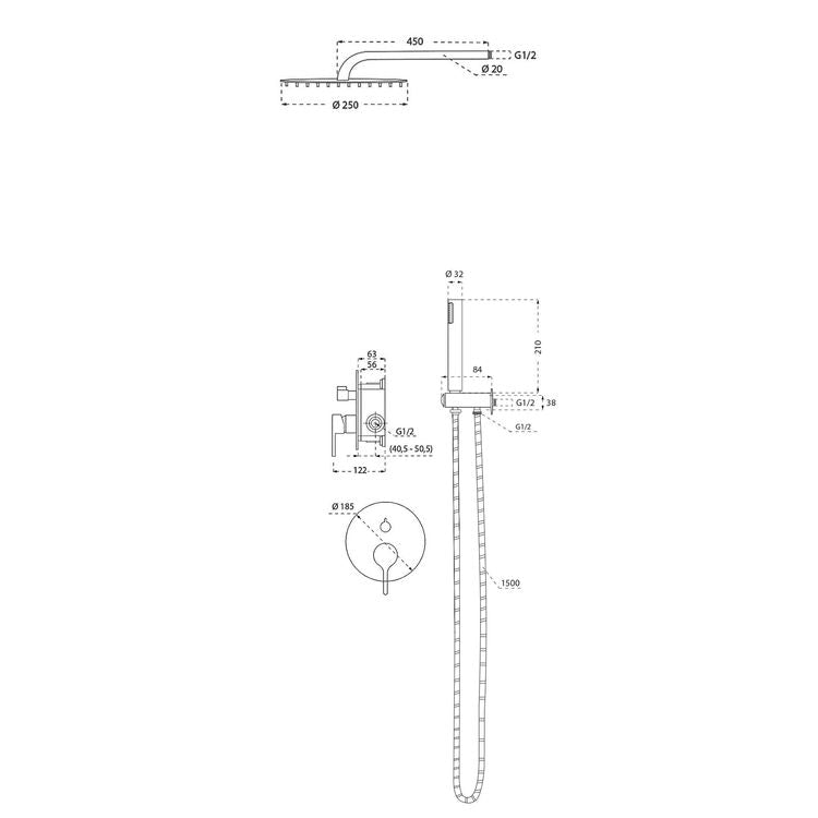 ERA BRUSHED NICKEL CONCEALED SHOWER SET MIXER