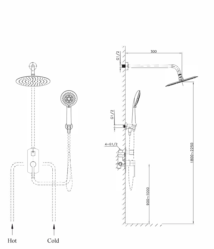 ELEGANCE CONCEALED BATH-SHOWER MIXER SET CHROME