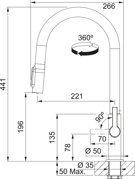 FRANKE Maris Slim Sink Mixer Clear Water Pull out Chrome