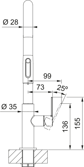FRANKE Maris Slim Sink Mixer Clear Water Pull out Brushed Gold