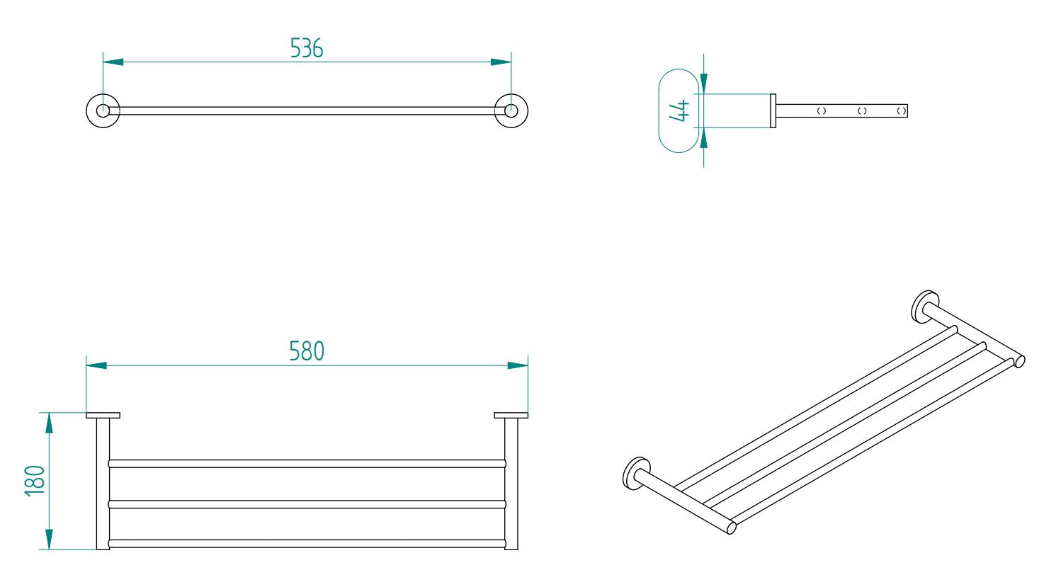 SIGMA TRIPLE TOWEL RAIL 58CM