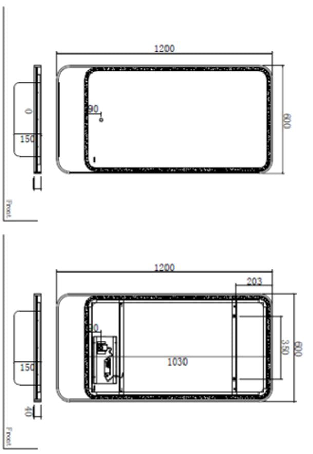 LED MIRROR WITH GOLD FRAME 60x120CM