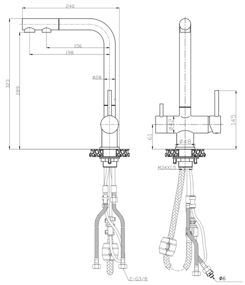 BLACK KITCHEN MIXER 3-WAY