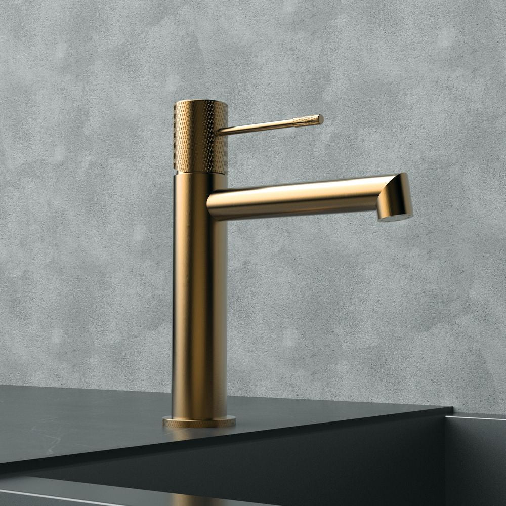 TERRA SINGLE LEVER BASIN MIXER BRUSHED GOLD