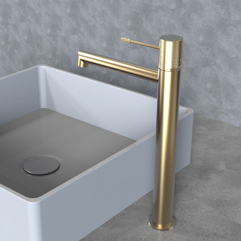 TERRA SINGLE LEVER BASIN MIXER TALL BRUSHED GOLD