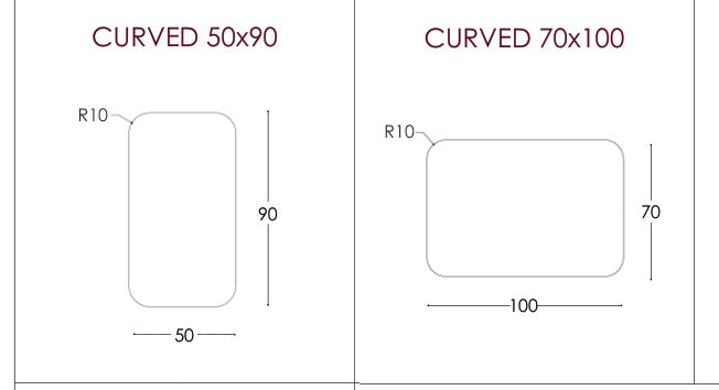 Τεχνικό διάγραμμα διαστάσεων Project Mirrors - IRON CURVED 50X90CM & 70X100CM