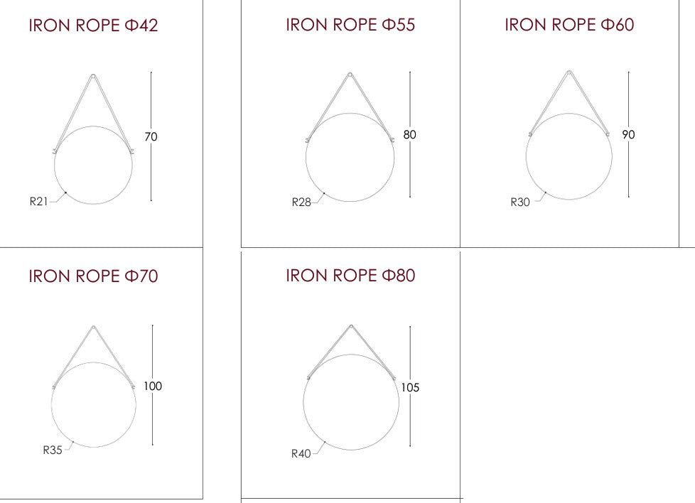 Project Mirrors: τεχνικό διάγραμμα IRON ROPE Φ42, Φ55, Φ60, Φ70 και Φ80