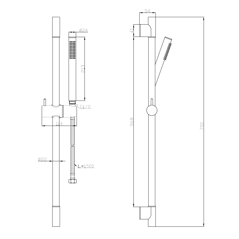 BRUSHED NICKEL SHOWER RAIL