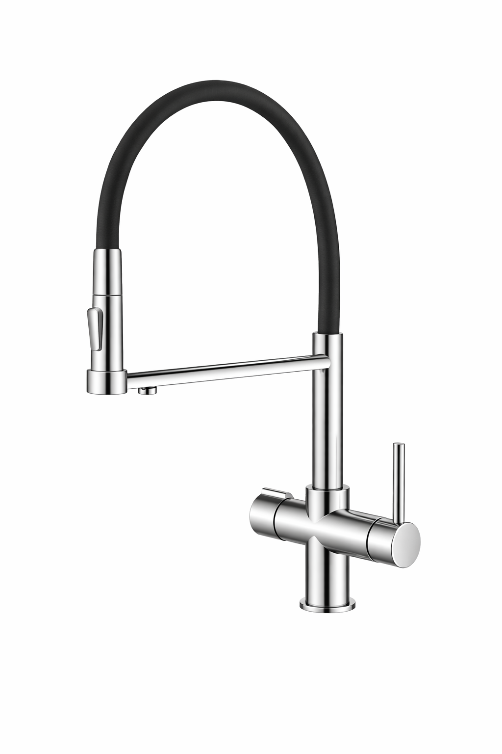 CONTEMPORARY ART KITCHEN MIXER WITH BLACK RUBBER SPOUT