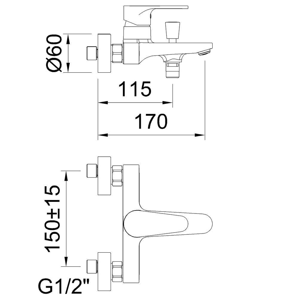 ROCKET SINGLE LEVER CHROME BATH-SHOWER MIXER