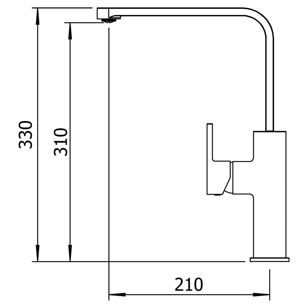ALPINA SQUARE MATTE BLACK KITCHEN MIXER 2WAY