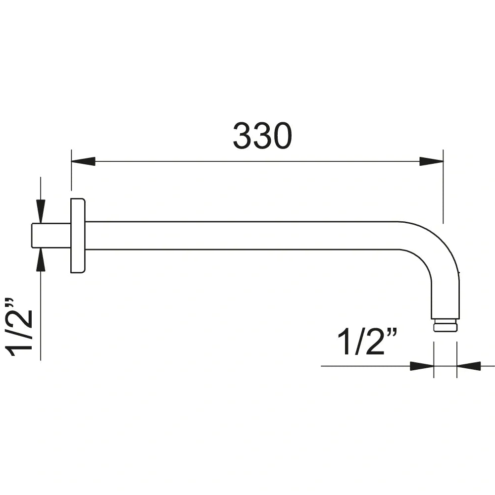 LUZIA BRASS WATERFALL SHOWER ARM 33CM GUN METAL
