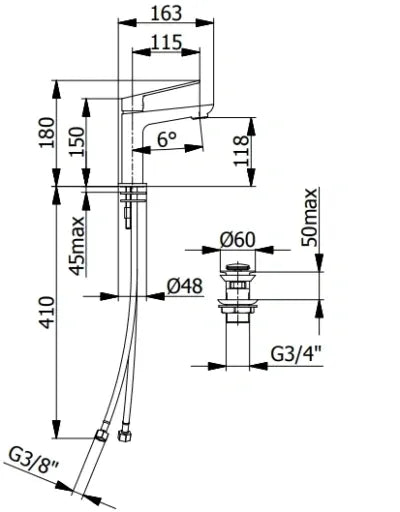 SLEEK BRIGHT BRASS BASIN MIXER