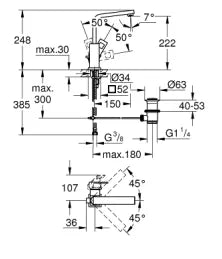 GROHE EUROCUBE SINGLE-LEVER BASIN MIXER 1/2″ L-SIZE