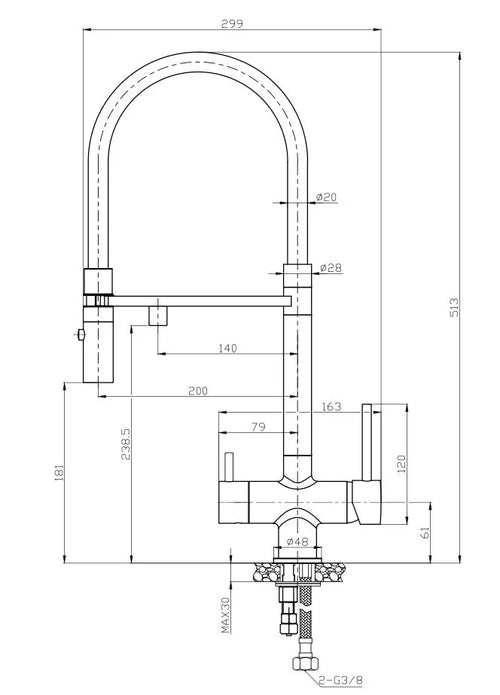 BLACK KITCHEN MIXER 3-WAY