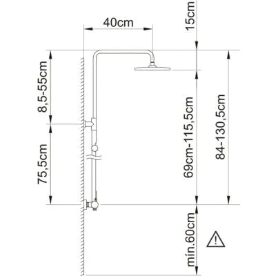 PANAM EVO XTREME BLACK EXTENDABLE SHOWER COLUMN