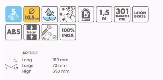 SLIDING RAIL SHOWER KIT - CALMA CHROME