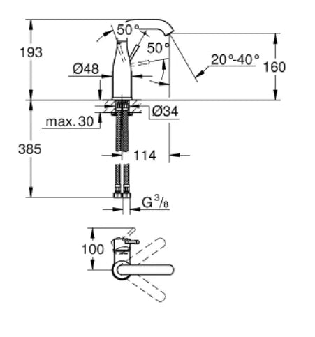 GROHE ESSENCE SINGLE-LEVER BASIN MIXER 1/2″ M-SIZE PHANTOM BLACK