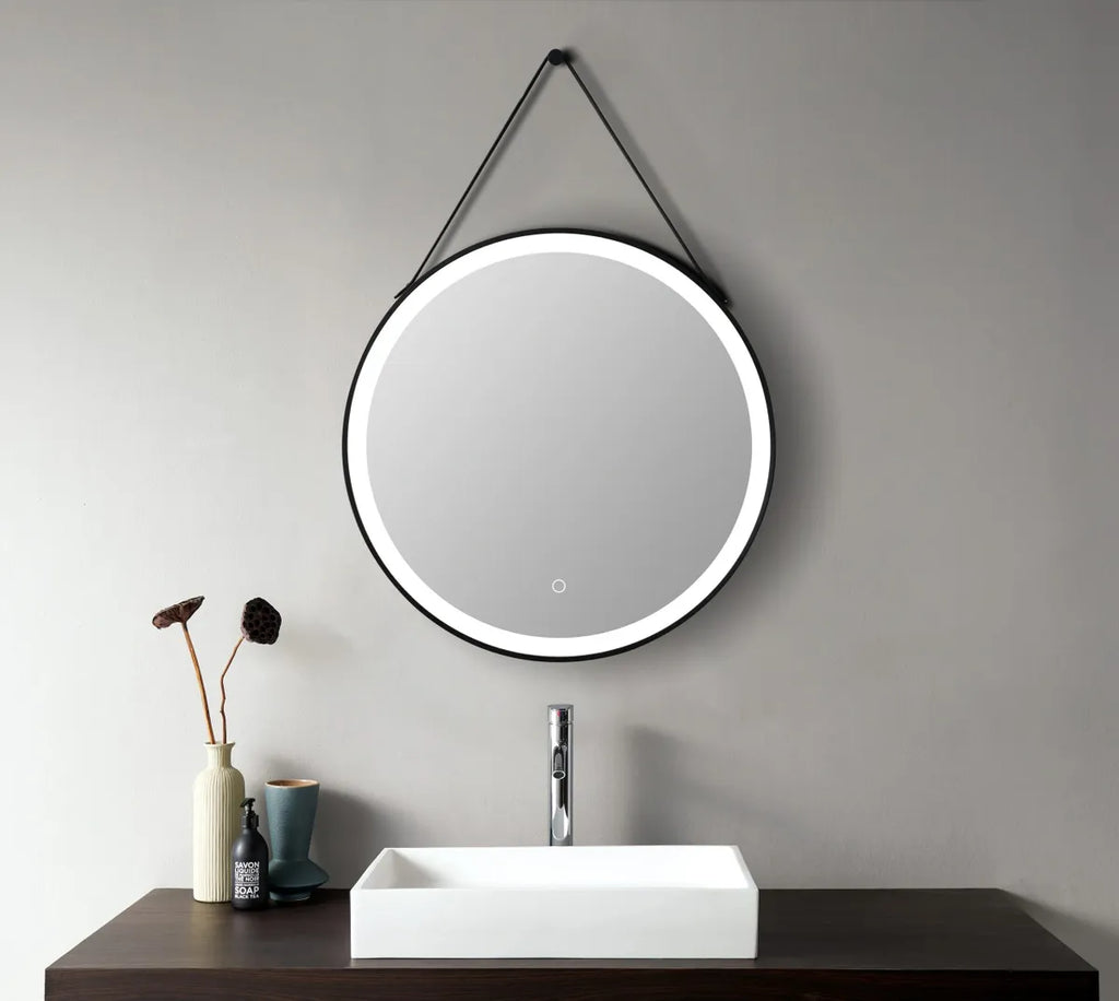 ROUND LED MIRROR WITH BLACK FRAME
