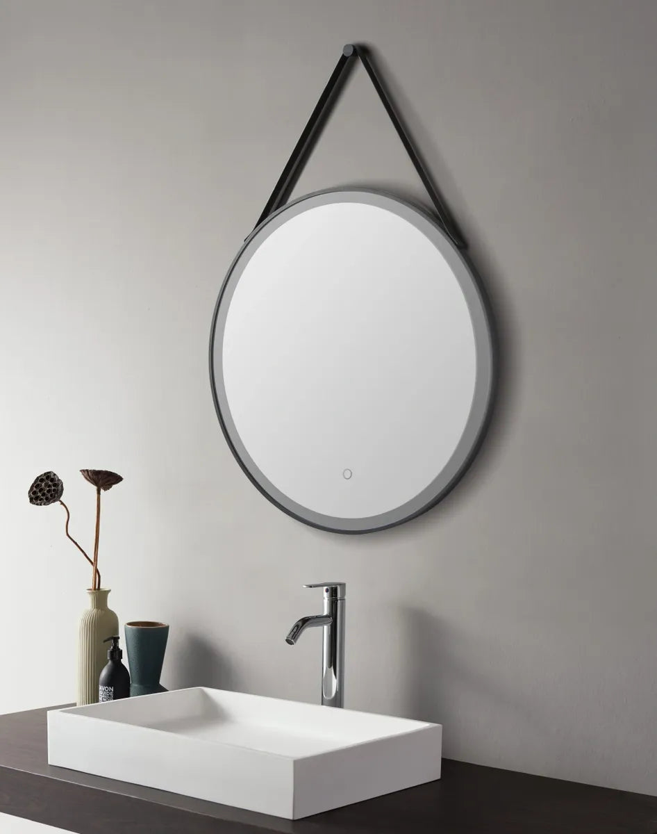 ROUND LED MIRROR WITH BLACK FRAME